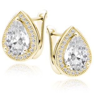 Cercei argint placati cu aur galben cu tortita si pietre DiAmanti Z0721DEG_W-DIA (Argint 925‰ 3,5 g.)
